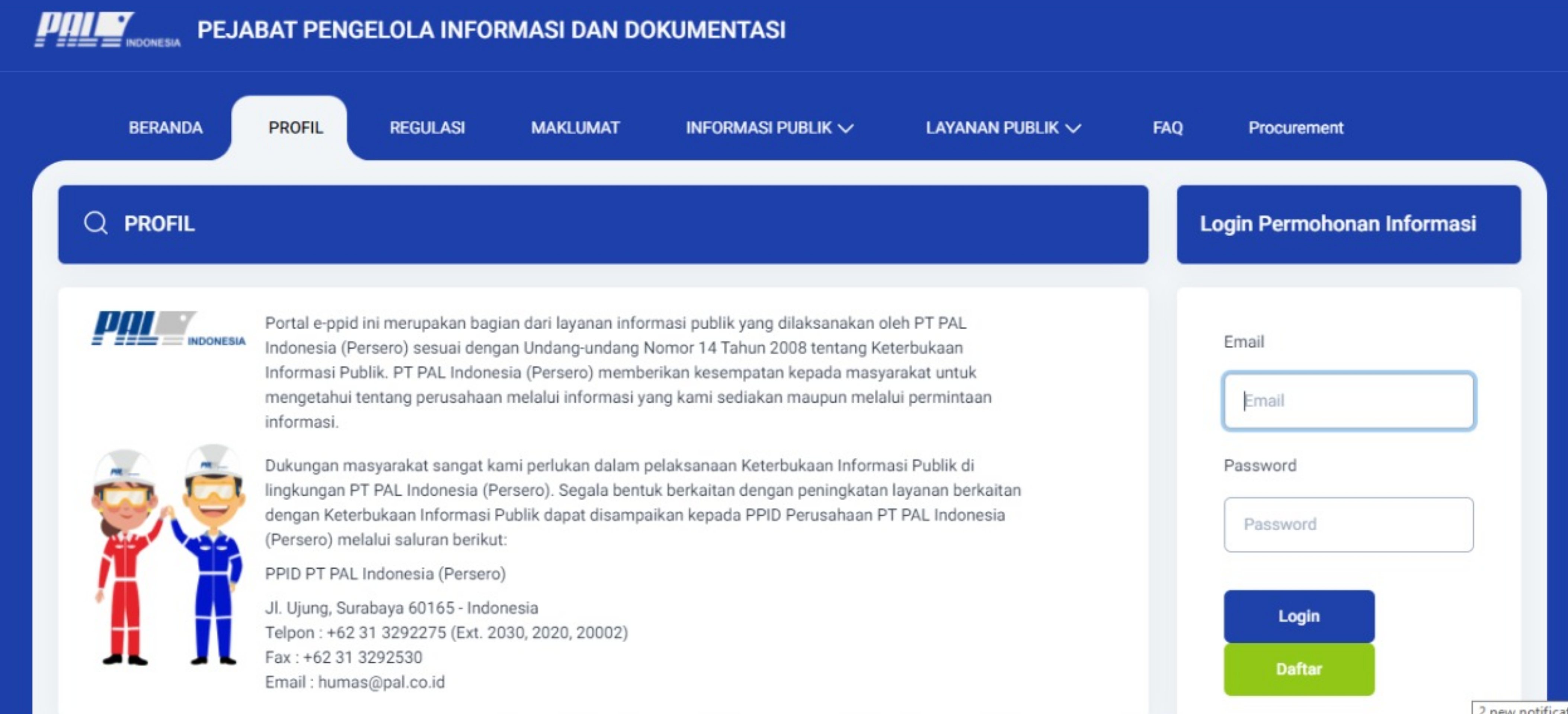 Halaman Utama e-PPID PT PAL Indonesia (Persero)
